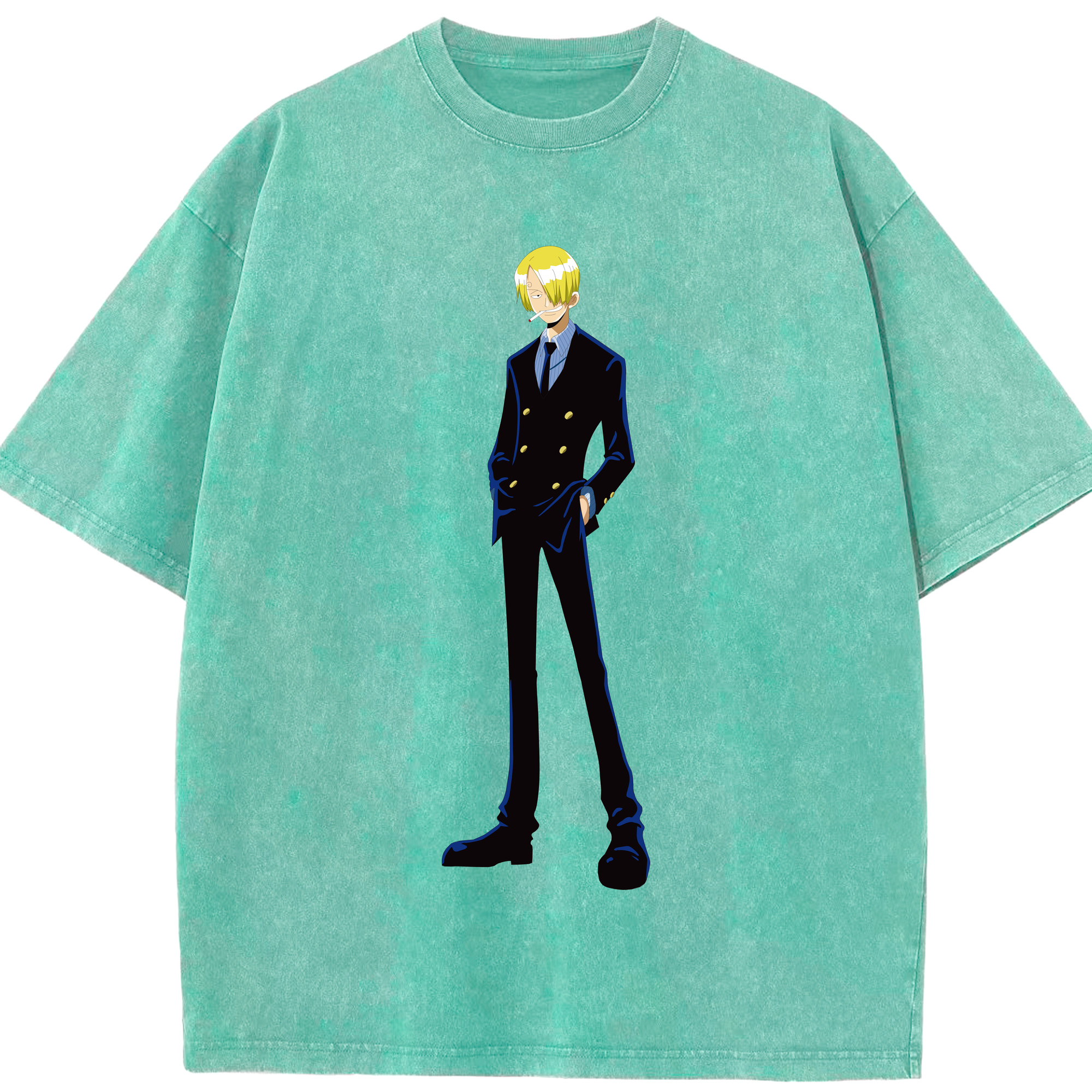 ワンピース サンジ ONE PIECE Sanji 綿100% ヴィンテージ風 半袖Tシャツ（フロントプリント）
